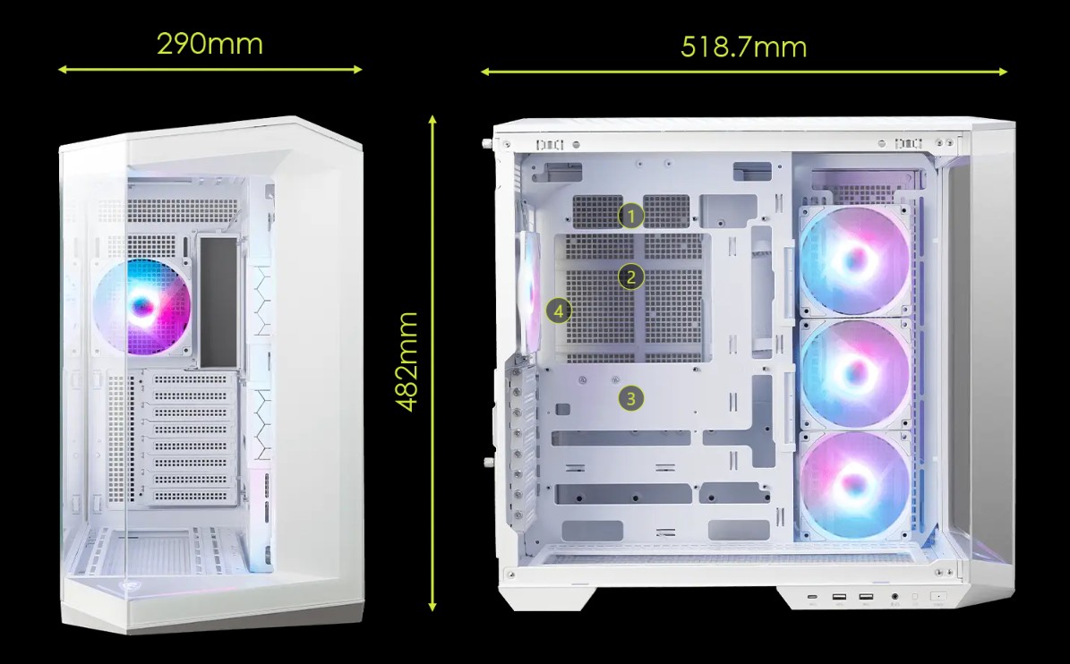 MSI MAG PANO 100R PZ Boîtier PC ATX - Compatible Installation Verticale
